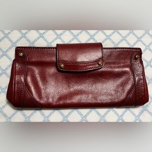 Cole Haan Wallet Clutch rich red leather burgundy